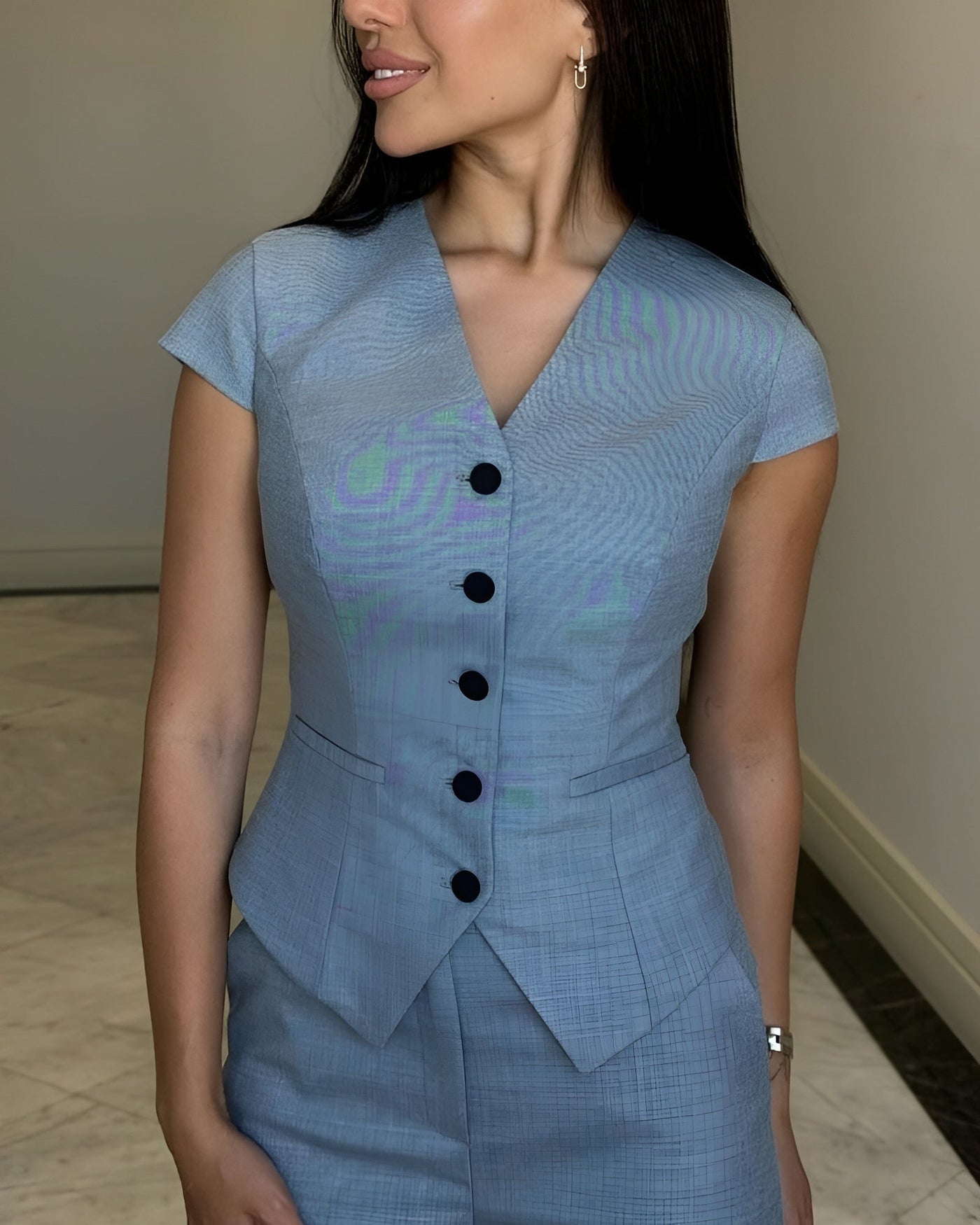 Roksana | Top avec décolleté en V et pantalon assorti