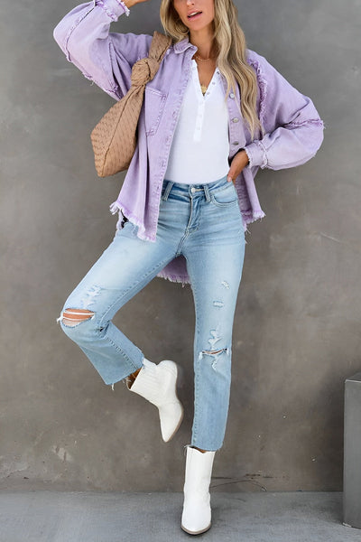 Olivia™ | Veste en Denim Élégante avec Rayures et Poches