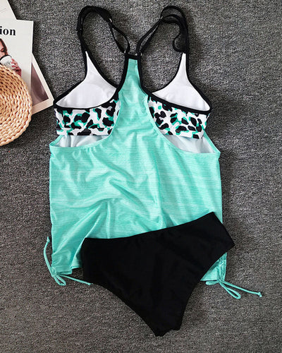 Augustus - Tankini uni avec motif léopard