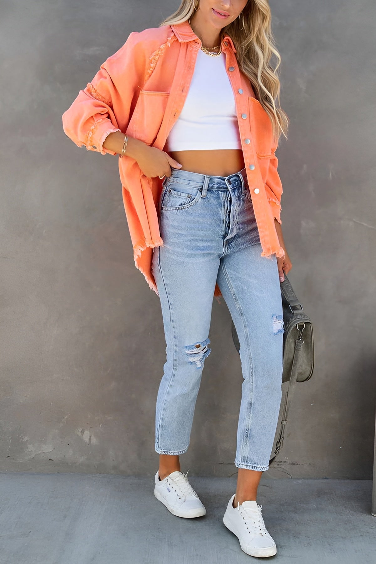 Olivia™ | Veste en Denim Élégante avec Rayures et Poches
