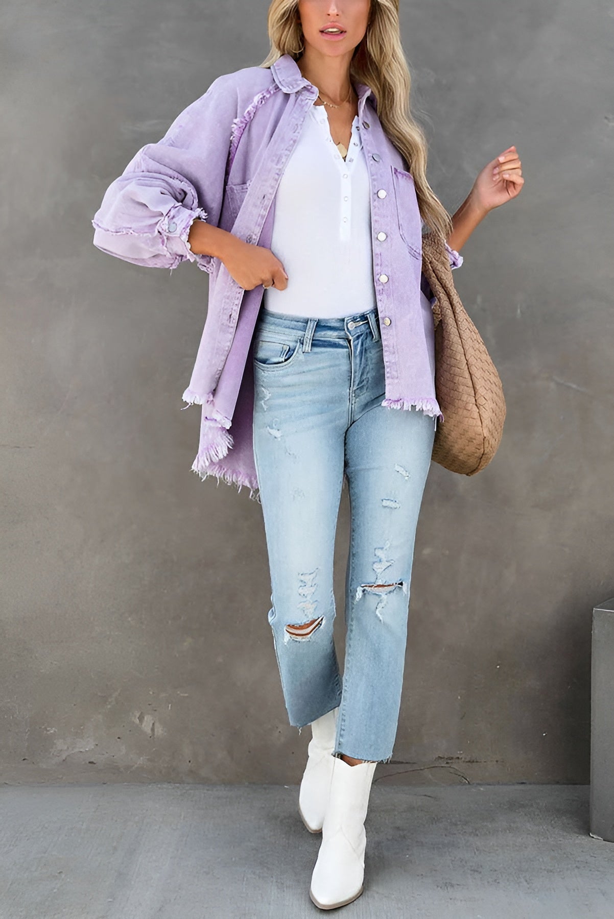 Olivia™ | Veste en Denim Élégante avec Rayures et Poches