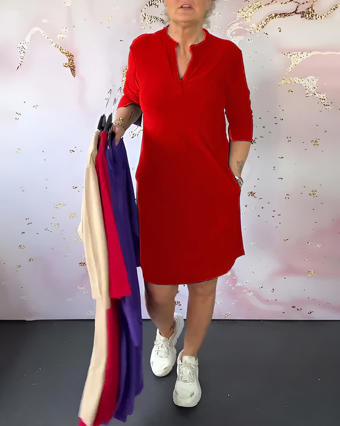 Marja™ | Élégance douce dans une robe unie à décolleté en V
