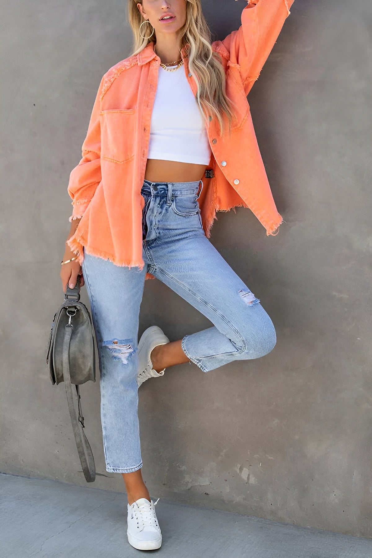 Olivia™ | Veste en Denim Élégante avec Rayures et Poches