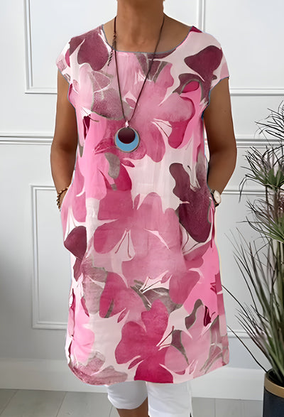 Ellen™ | Robe légère à motif papillon avec encolure ronde