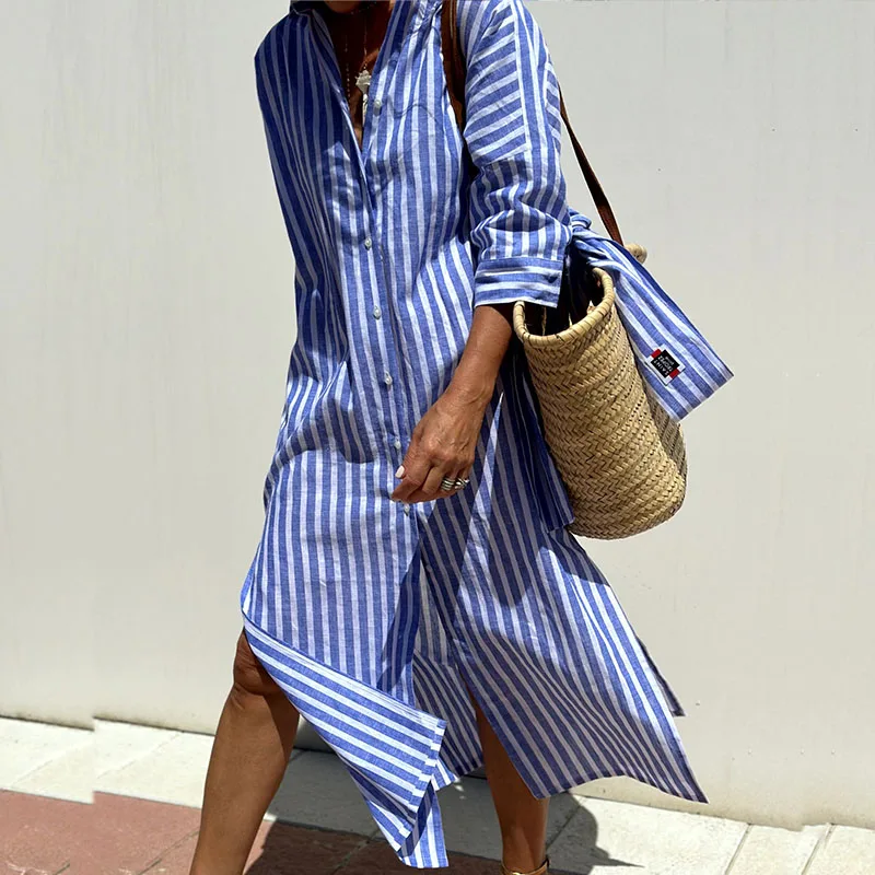 Sophia | Robe chemise à rayures élégante