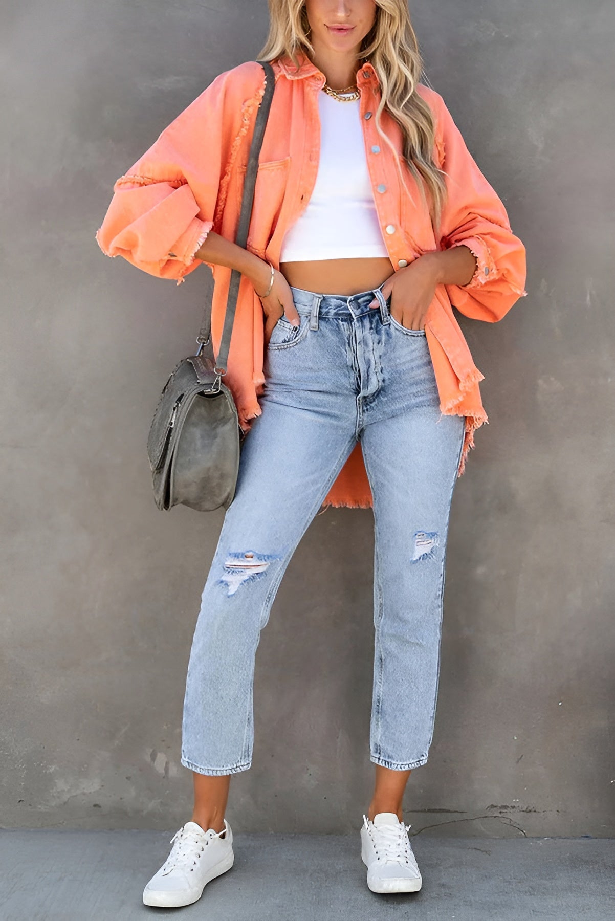 Olivia™ | Veste en Denim Élégante avec Rayures et Poches