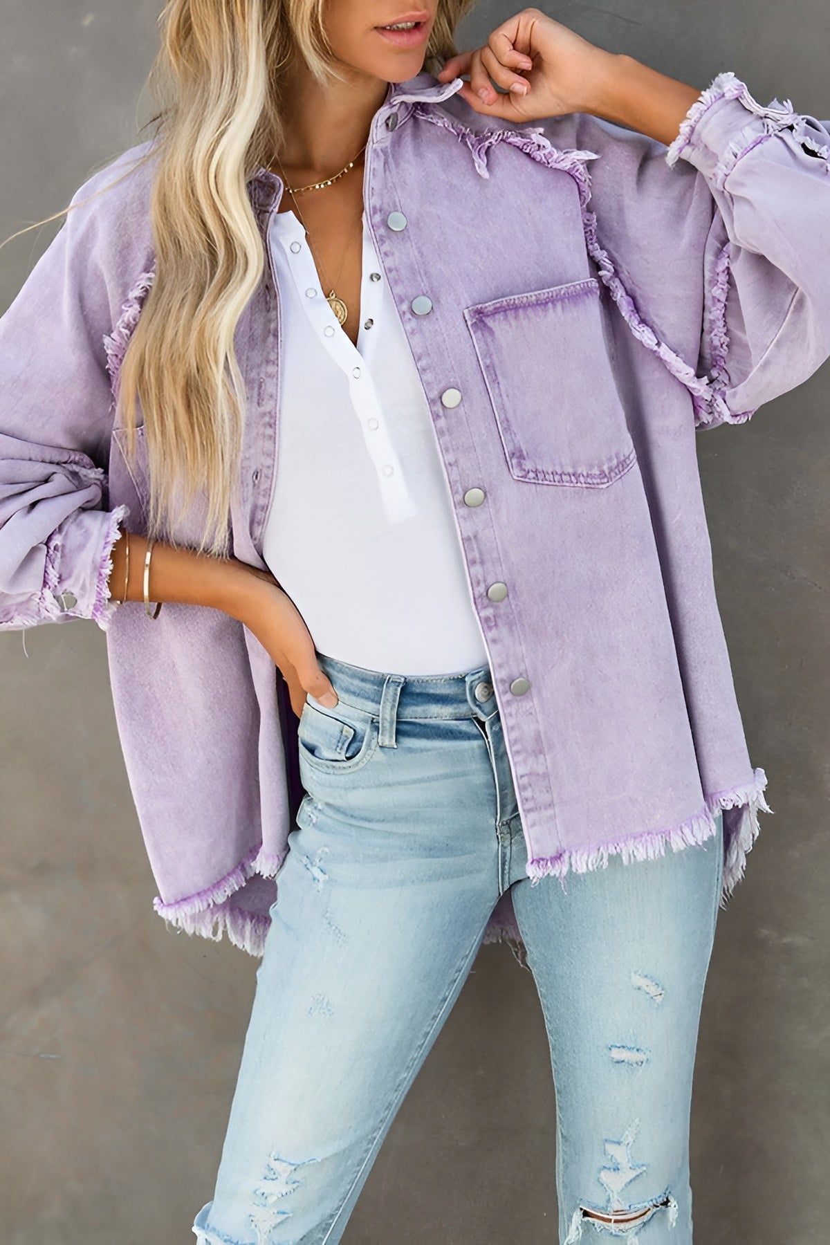 Olivia™ | Veste en Denim Élégante avec Rayures et Poches
