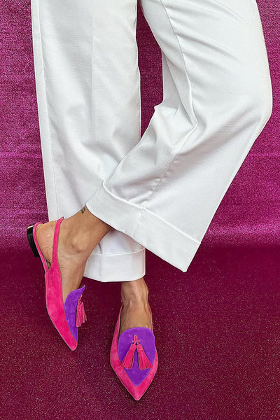 Frendessa | Ballerines colorées avec pompons et bride de cheville décorative