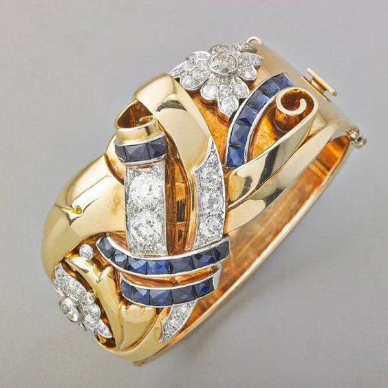Agnes™ | Bague vintage en or avec zircon bleu