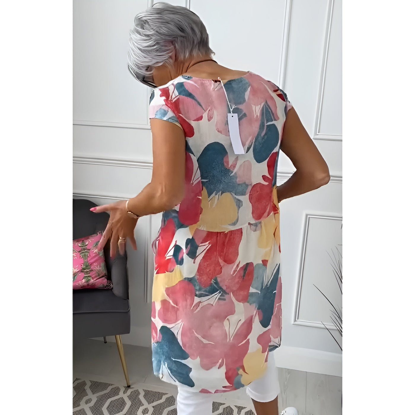 Ellen™ | Robe légère à motif papillon avec encolure ronde